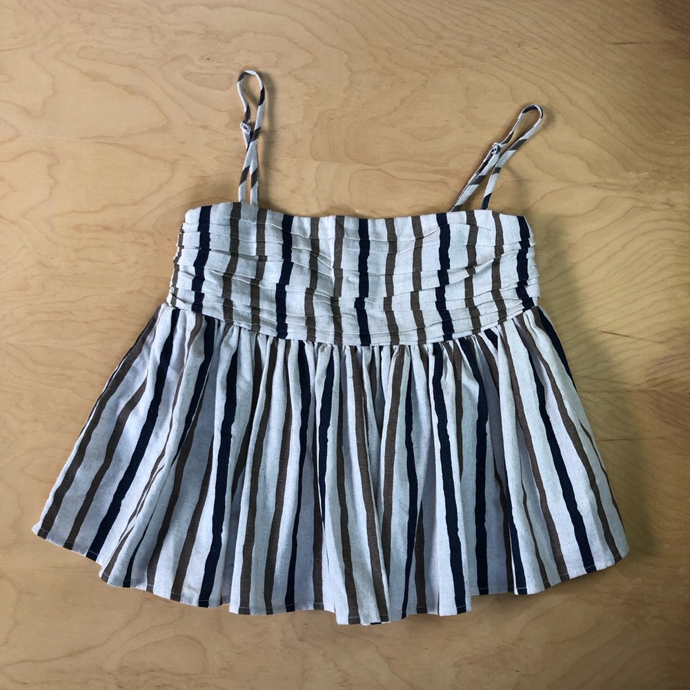 Striped Whimsical Summer Beige and Brown Women's Tank Top Miou Muse